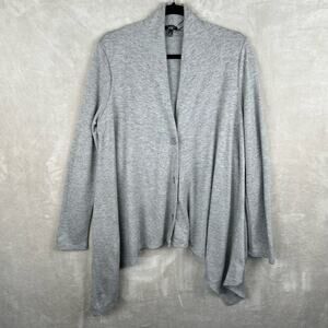 Talbots Sweater Womens Medium Gray Button Front Cardigan Wool Blend Lagenlook